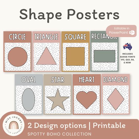 Shape Posters - Spotty Boho Classroom Decor