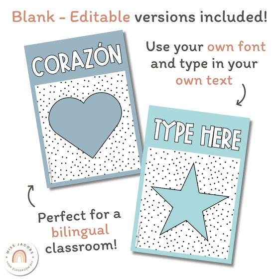 Shape Posters | Spotty Pastels Calm Classroom Decor | Editable - Miss Jacobs Little Learners