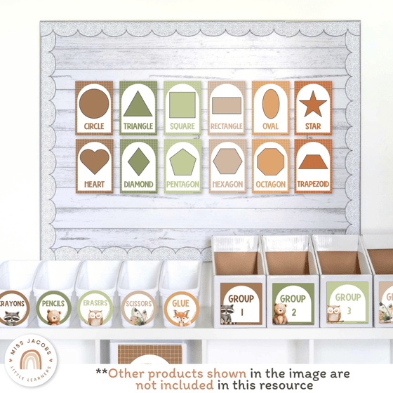 Shape Posters - Woodland Theme Classroom Decor - Miss Jacobs Little Learners