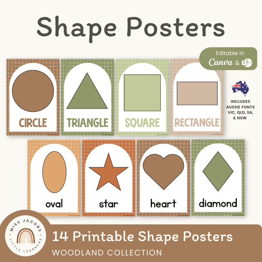 Shape Posters - Woodland Theme Classroom Decor