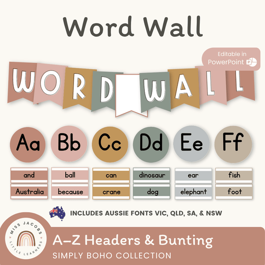 SIMPLE BOHO | Alphabet Word Wall