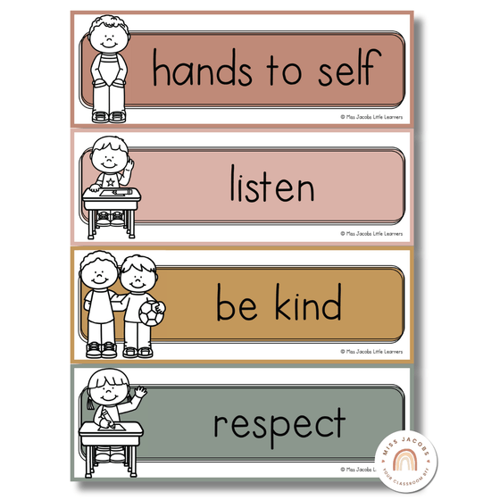 Simple Boho Classroom Rules Posters - Miss Jacobs Little Learners