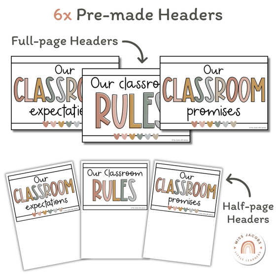 Simple Boho Classroom Rules Posters - Miss Jacobs Little Learners