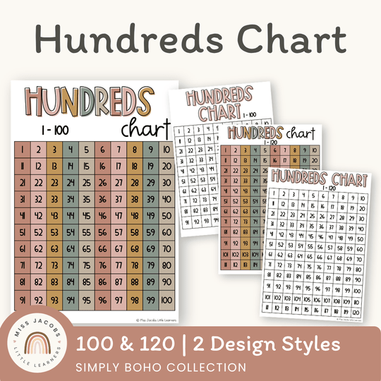 Simple Boho Hundreds Chart