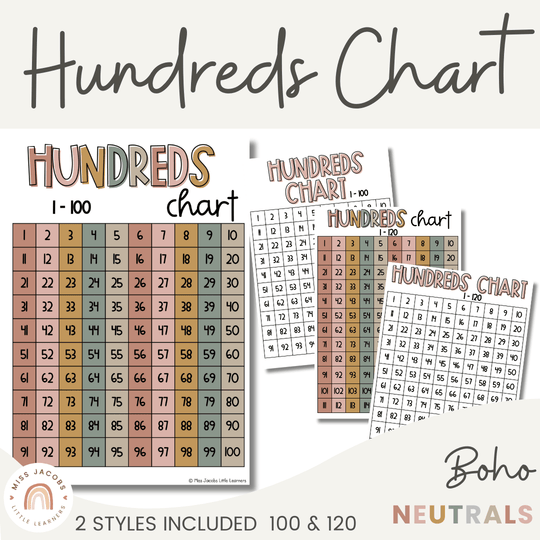 Simple Boho Hundreds Chart