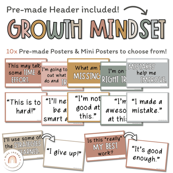 Simple Boho Modern Growth Mindset Display - Miss Jacobs Little Learners