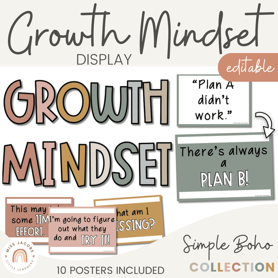 Simple Boho Modern Growth Mindset Display - Miss Jacobs Little Learners