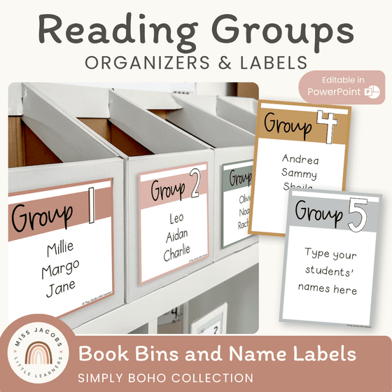 Simple Boho Reading Groups Organizers | Editable Neutral Guided Readin ...