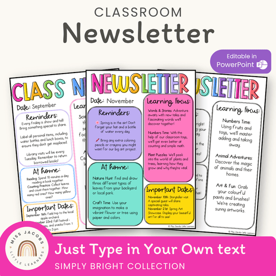 Simple Brights Classroom Newsletter Templates