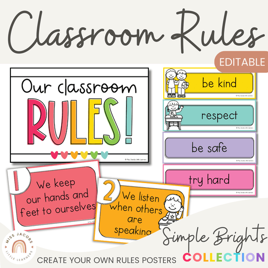 Simple Brights Classroom Rules Posters