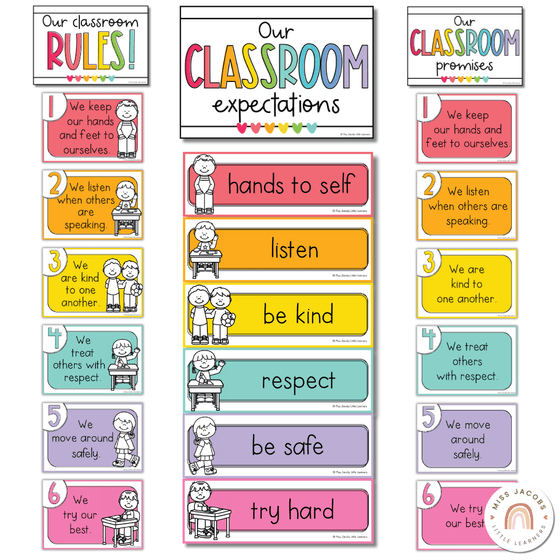 Simple Brights Classroom Rules Posters - Miss Jacobs Little Learners