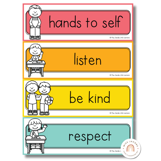 Simple Brights Classroom Rules Posters - Miss Jacobs Little Learners