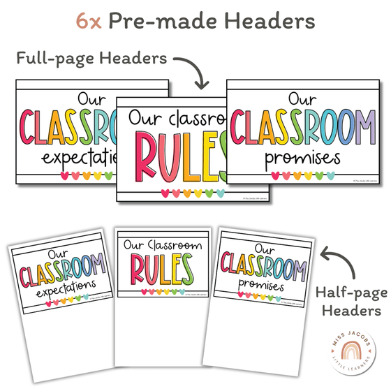 Simple Brights Classroom Rules Posters - Miss Jacobs Little Learners