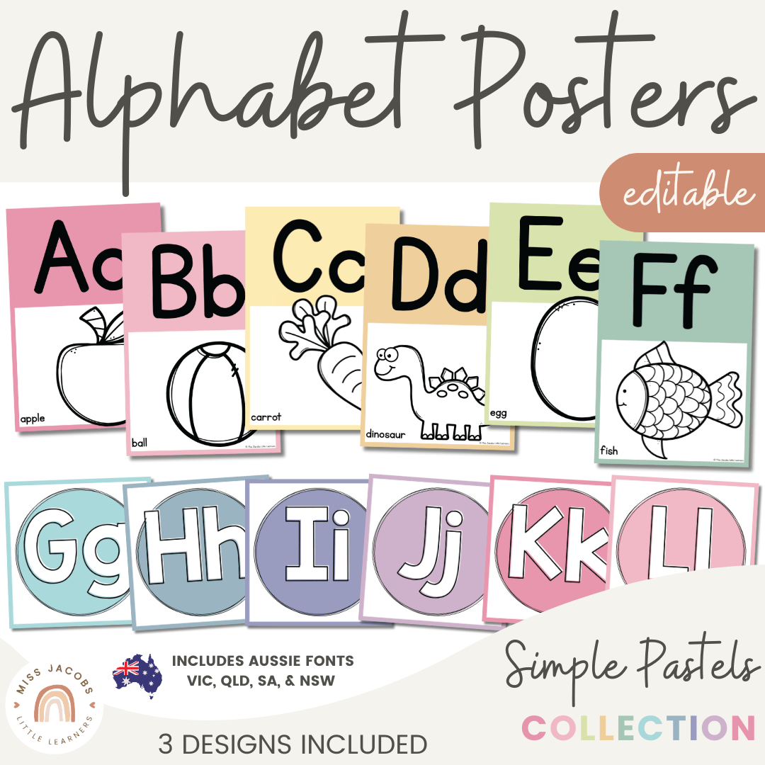 Alphabet Posters | Simple Pastels - Miss Jacobs Little Learners