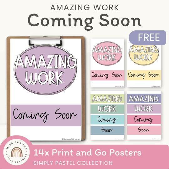 Simple Pastels Amazing Work Coming Soon Posters