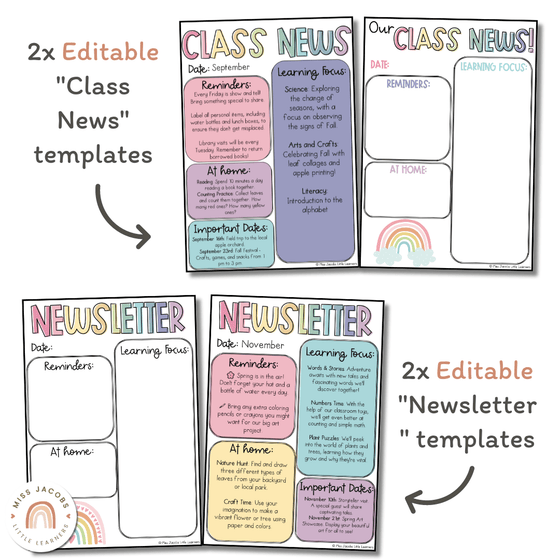 Simple Pastels Classroom Newsletter Templates - Miss Jacobs Little Learners