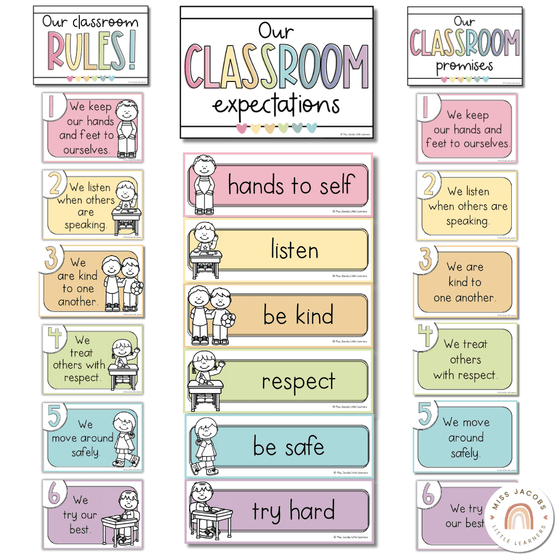 Simple Pastels Classroom Rules Posters - Miss Jacobs Little Learners