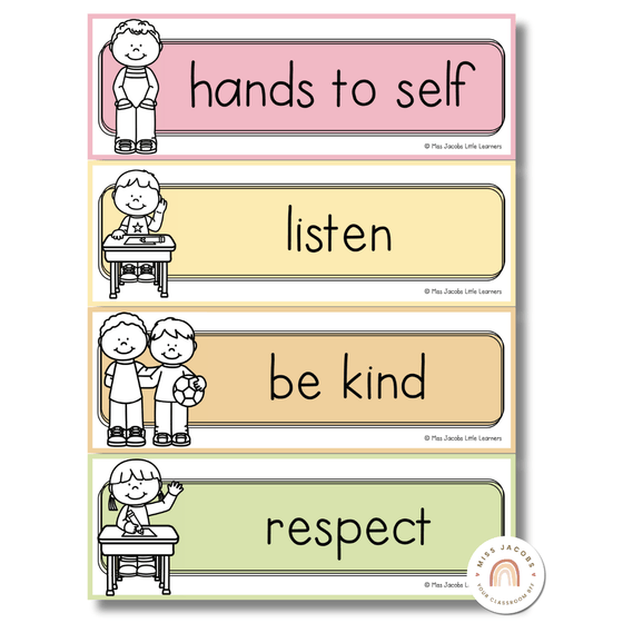 Simple Pastels Classroom Rules Posters - Miss Jacobs Little Learners