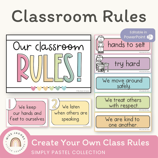 Simple Pastels Classroom Rules Posters