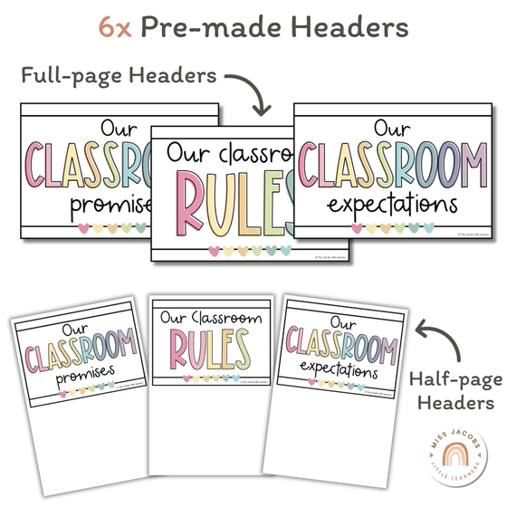 Simple Pastels Classroom Rules Posters - Miss Jacobs Little Learners