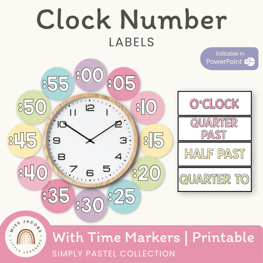 Simple Pastels Clock Numbers