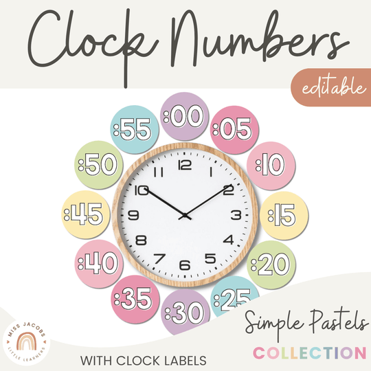 Simple Pastels Clock Numbers