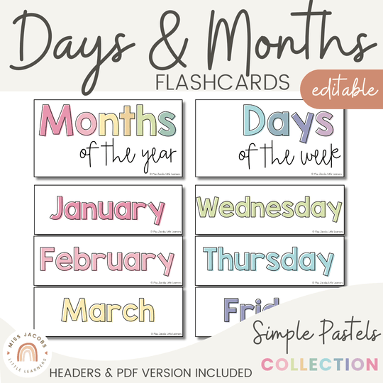 Simple Pastels Days and Months Flashcards