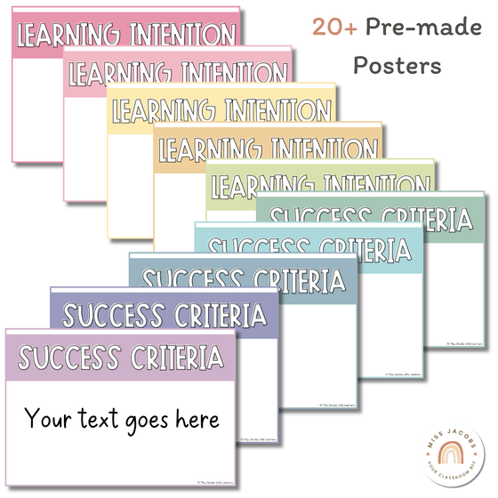 Simple Pastels Learning Intentions & Success Criteria Posters - Miss Jacobs Little Learners