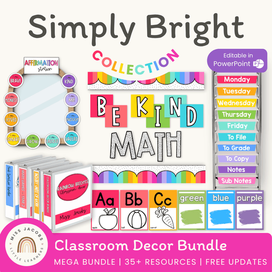 Simply Bright Classroom Decor Bundle - Miss Jacobs Little Learners