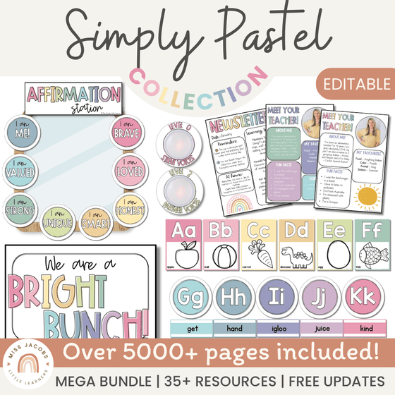Simply Pastel Classroom Decor Bundle - Miss Jacobs Little Learners