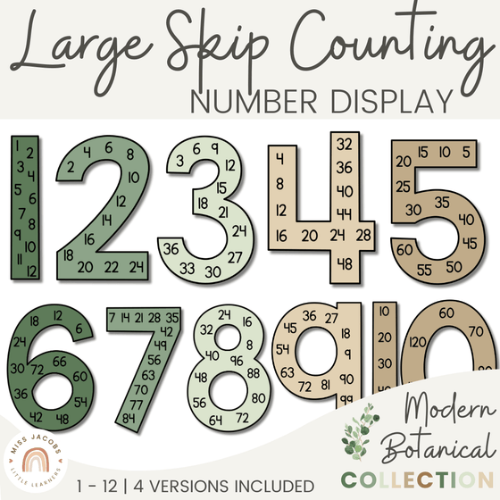 Skip Counting Large Number Display - Modern Botanical Decor - Miss Jacobs Little Learners