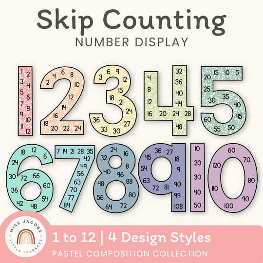 Skip Counting Large Number Display - Pastel Composition Notebook Decor