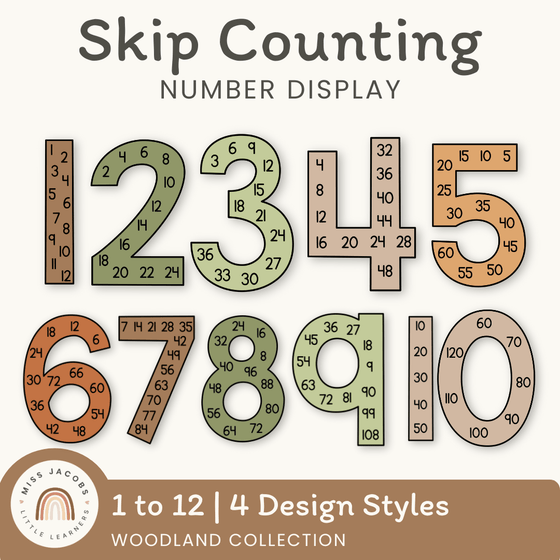 Skip Counting Large Number Display - Woodland Classroom Decor - Miss Jacobs Little Learners