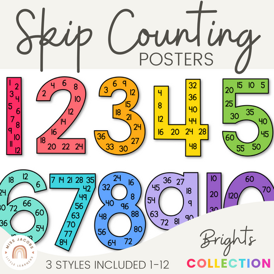 Skip Counting | Multiples Large Number Display | Rainbow | Spotty Brights Classroom Decor - Miss Jacobs Little Learners