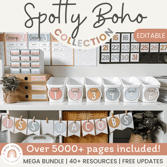 Spotty Boho Classroom Decor Bundle
