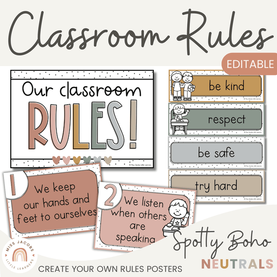 Classroom Rules and Expectations Posters - Spotty Boho Decor