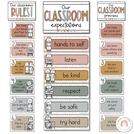 Spotty Boho Classroom Rules Posters - Miss Jacobs Little Learners