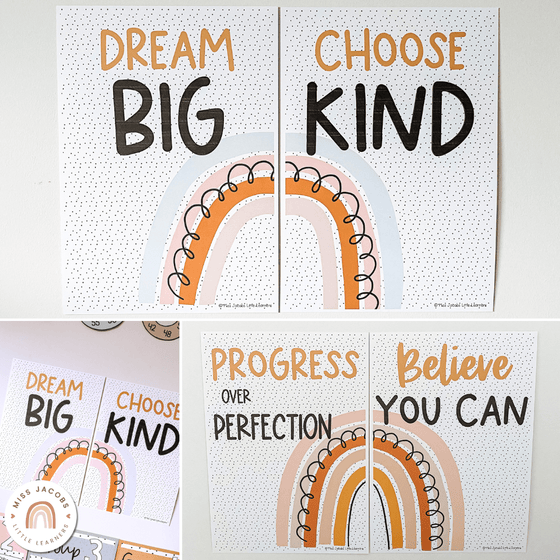 Spotty Boho Motivational Classroom Posters - Miss Jacobs Little Learners