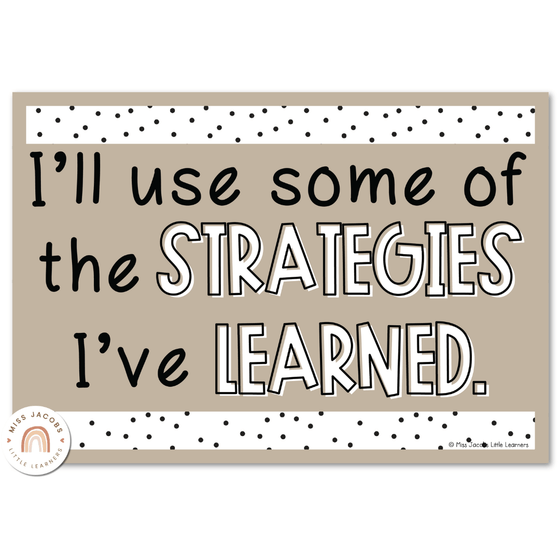 Spotty Boho Themed Growth Mindset Posters | Neutral Rainbow Color Palette | Editable - Miss Jacobs Little Learners