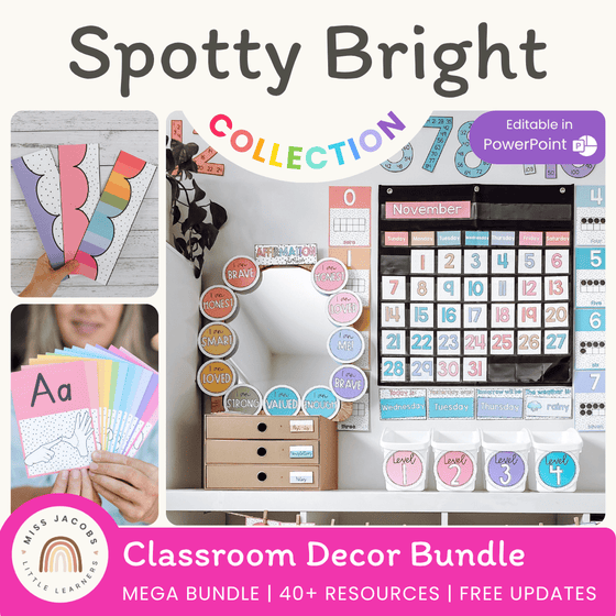 Spotty Bright Classroom Decor Bundle - Miss Jacobs Little Learners