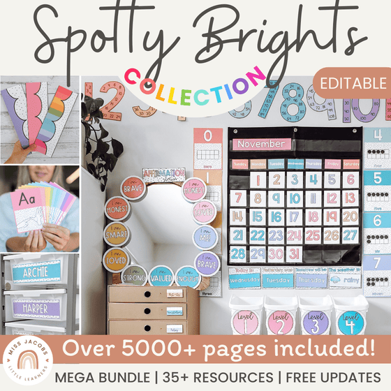 Spotty Brights Classroom Decor Bundle | Bright and Colorful Theme | Editable - Miss Jacobs Little Learners