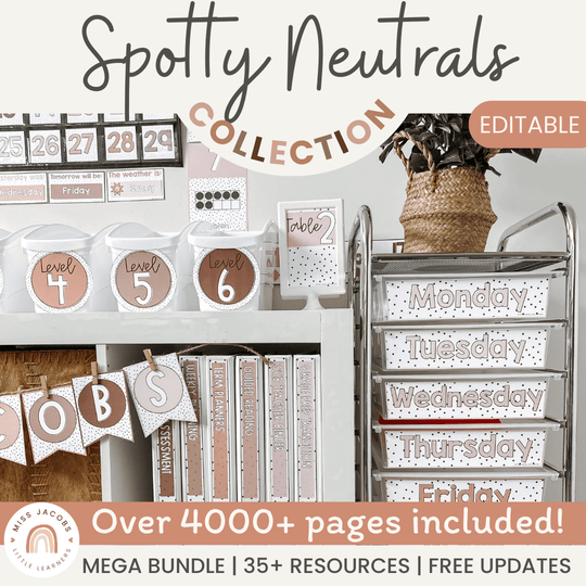 Spotty Neutrals Classroom Decor Bundle