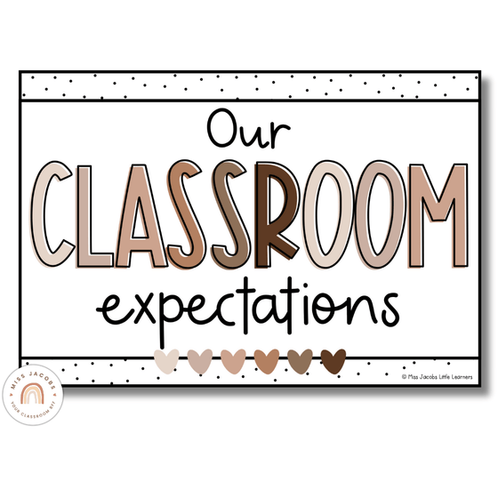 Spotty Neutrals Classroom Rules Posters - Miss Jacobs Little Learners