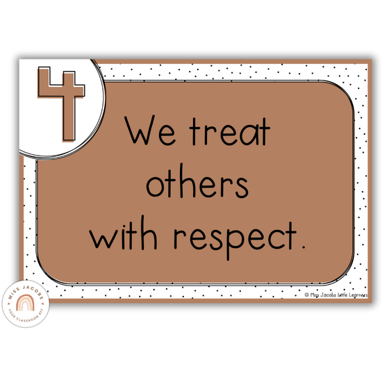 Spotty Neutrals Classroom Rules Posters - Miss Jacobs Little Learners