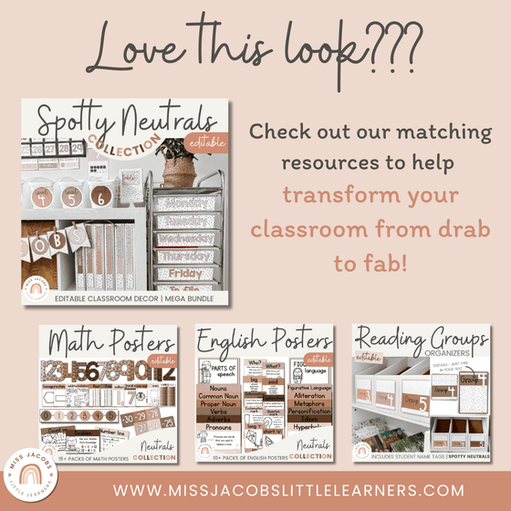 Spotty Neutrals Themed Growth Mindset Posters | Neutral Ombre Color Palette | Editable - Miss Jacobs Little Learners