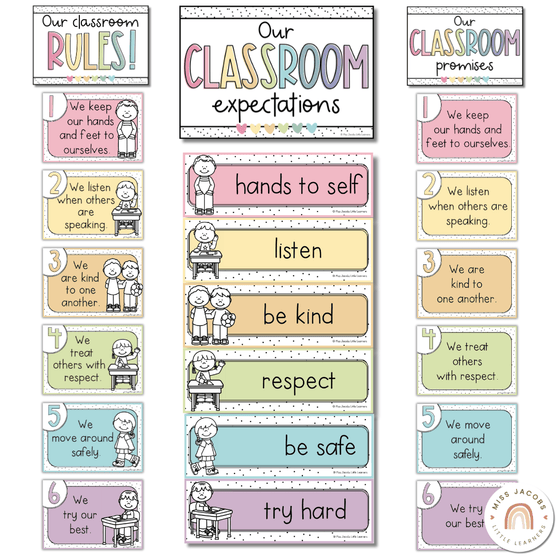 Spotty Pastels Classroom Rules Posters - Miss Jacobs Little Learners