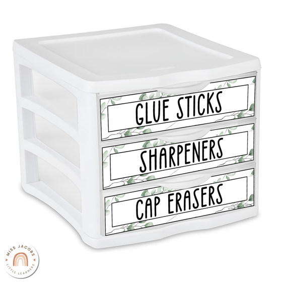 Sterilite Drawer Labels - Modern Botanical Decor - Miss Jacobs Little Learners