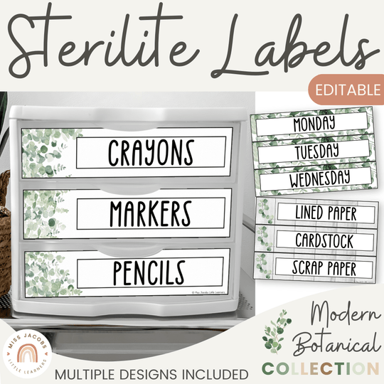 Sterilite Drawer Labels - Modern Botanical Decor