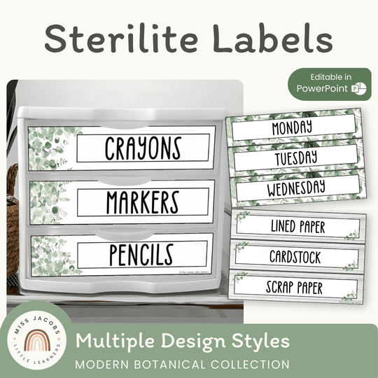 Sterilite Drawer Labels - Modern Botanical Decor
