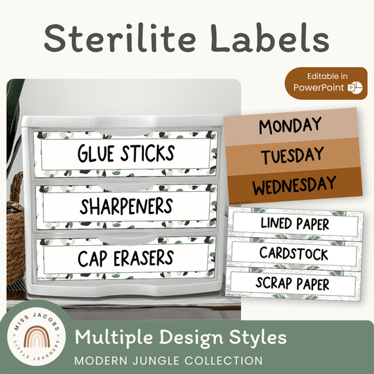 Sterilite Drawer Labels - Modern Jungle Classroom Decor
